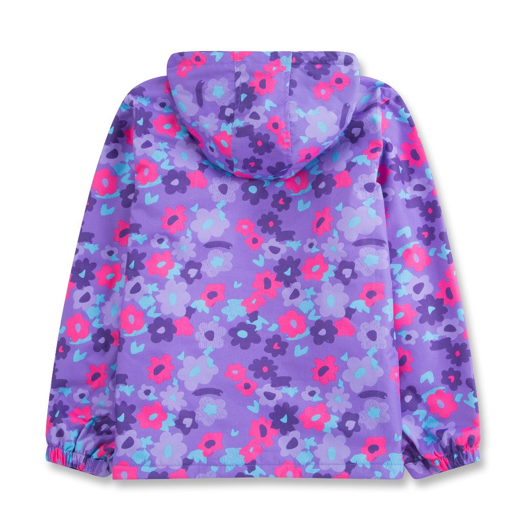 Girls' Candy Color Waterproof Windbreaker Jacket: Hooded, Breathable, Fleece-Lined, Printed.