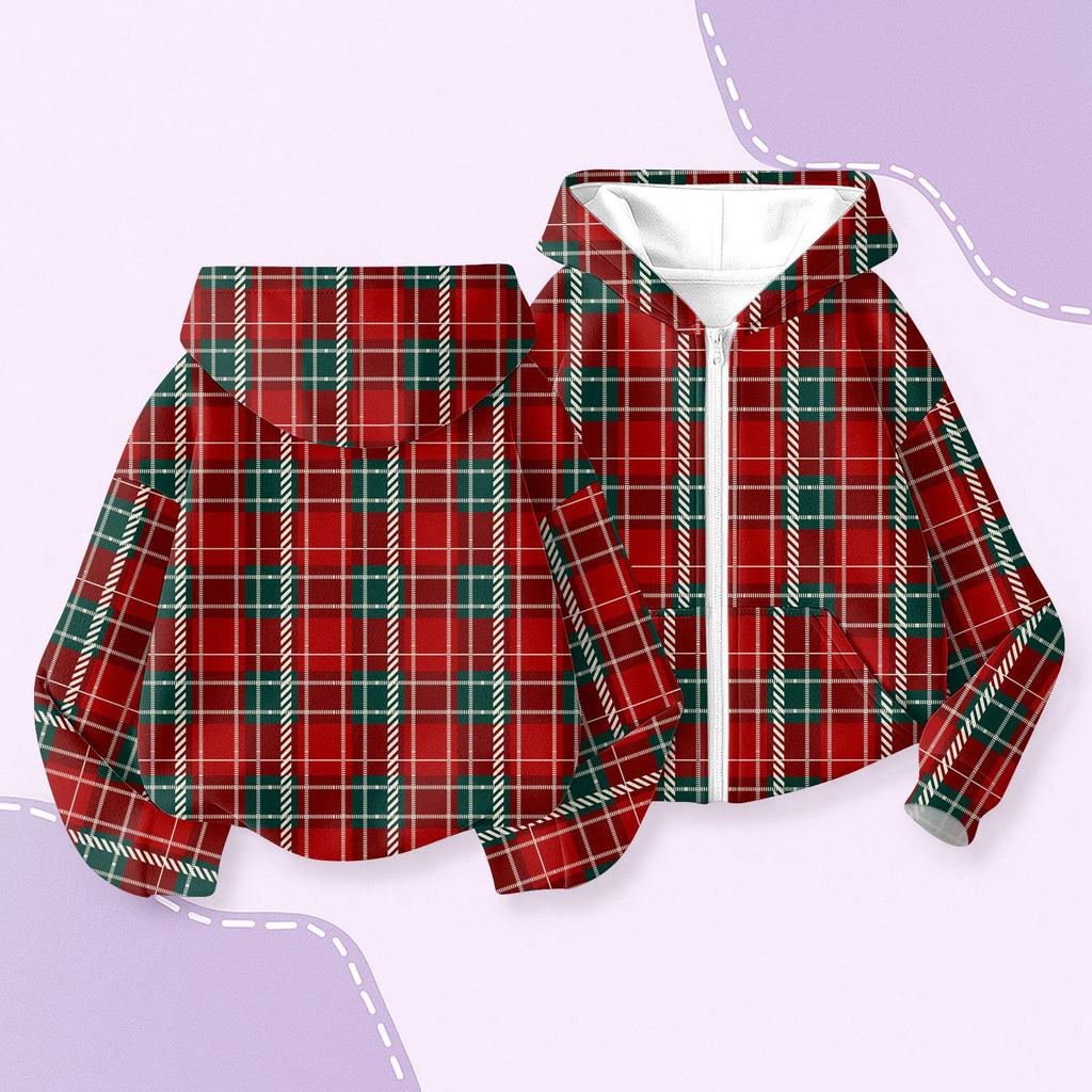 Children's Fashion Christmas Printed Long Sleeved Hooded Sweatshirt, Girls' Hoodie Jacket