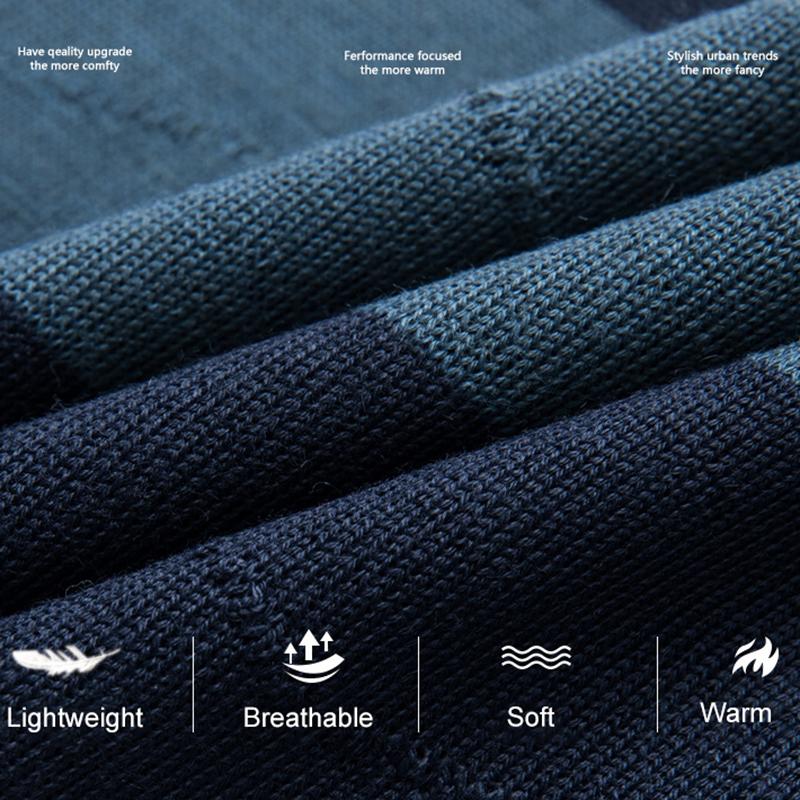 Męska koszulka z długim rękawem, dzianina, swobodny wzór w paski, swetry