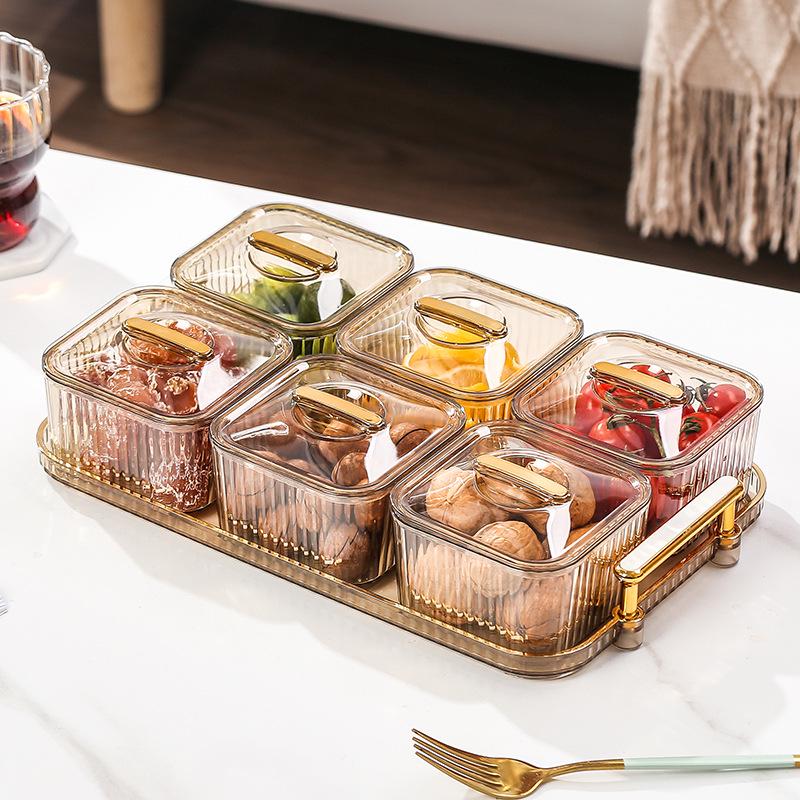 Luxurious Food-Grade Dried Fruit and Nuts Snack Plate with Lid