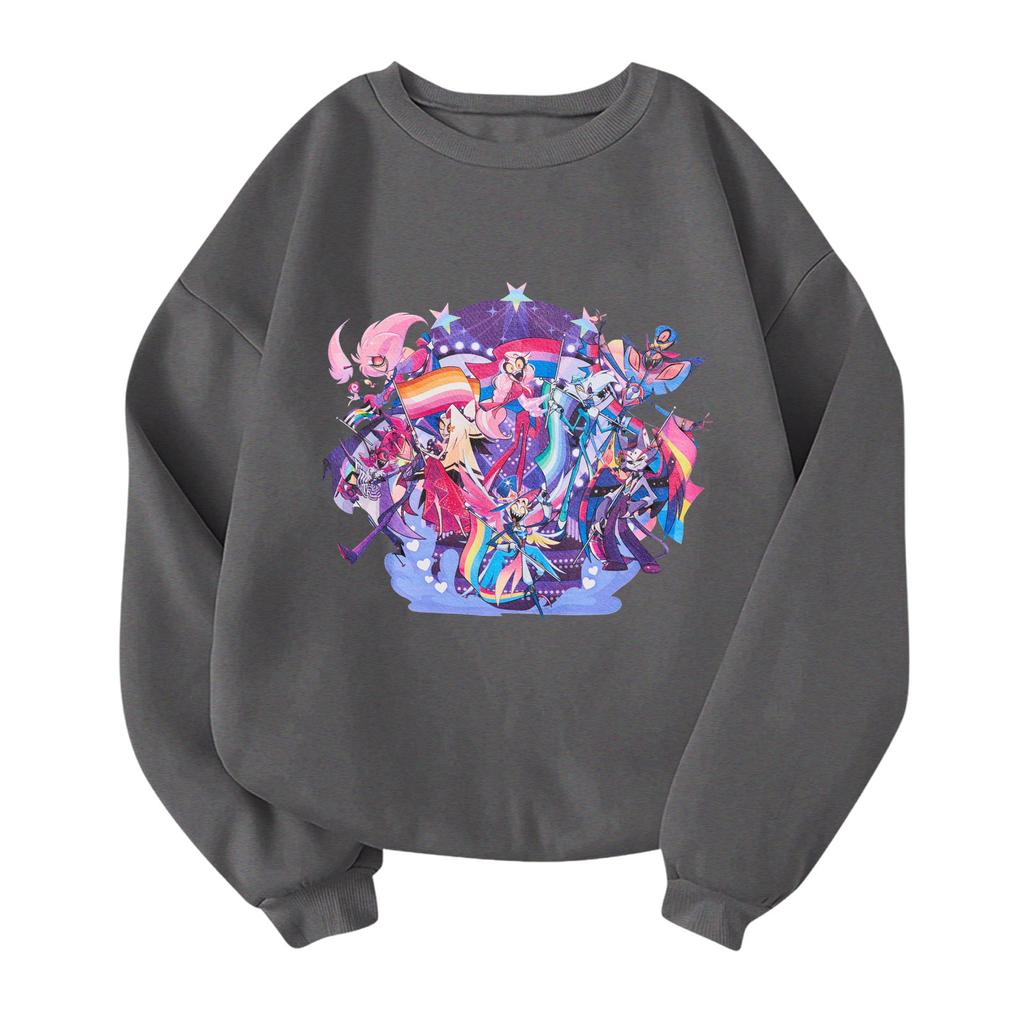 Children's Fashionable Lightweight Long-sleeved Round Neck Pullover With Pockets Printed Pullover
