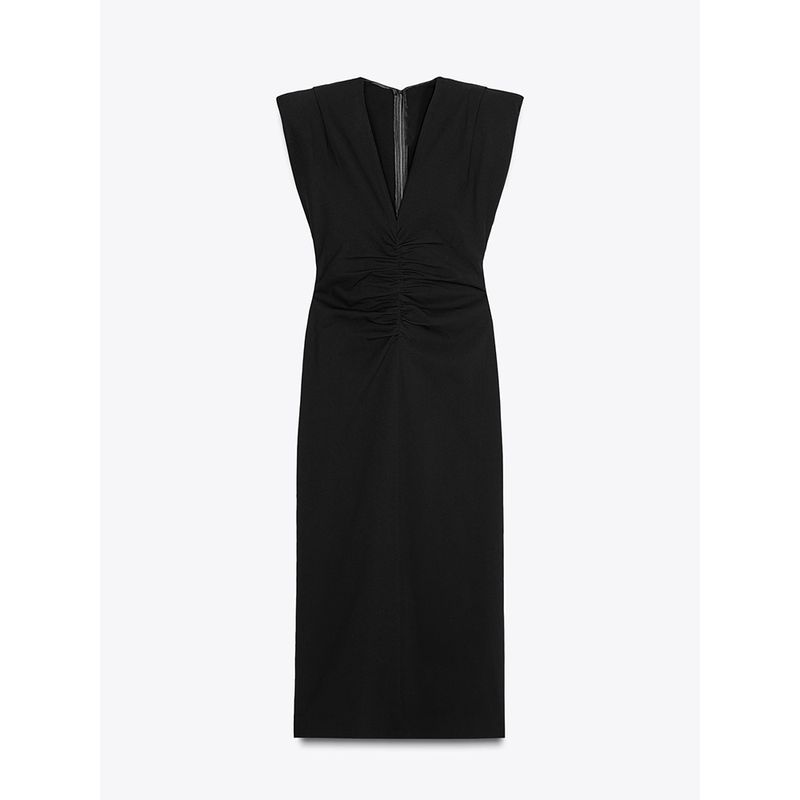 Za2025 Summer New Product Women's Clothes Elegant Closing Belt Padded Shoulder Midi Skirt Dress 2371402 800