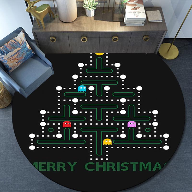 GAME Pac‑Man Pattern Round rug,Carpet Rug for Living Room Bedroom Playroom ,Non-slip Floor Mat,Holiday Gifts and Birthday Gifts.
