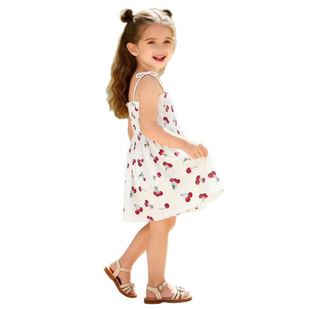 Leichtes Sommerkleid mit Blumenmuster und Spaghettiträgern für Mädchen