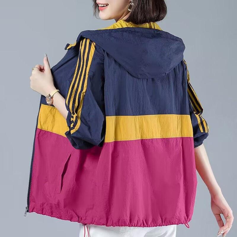 Women's Plus Size Sun Protection Jacket UV-Protective Summer Loose Versatile Breathable Hooded Lightweight Outerwear