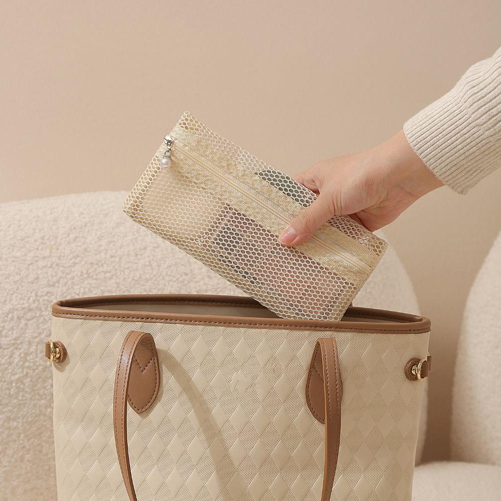 Portable Mesh Makeup Bag Gauze Toiletry Bag Portable Travel Storage Bag Business