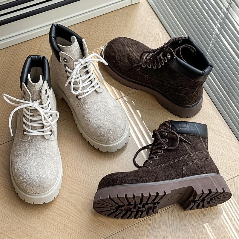 Outdoor high-top desert boots big head thick-soled Martin boots heightening boots hiking shoes locomotive boots shoes