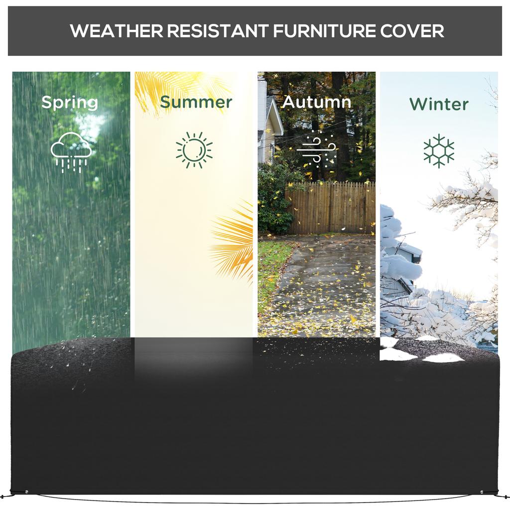 Outdoor Garden Furniture Cover Waterproof, Anti-UV 600D Heavy Duty Oxford Fabric Patio Furniture Cover for Rectangular Sofa Table Set, Black