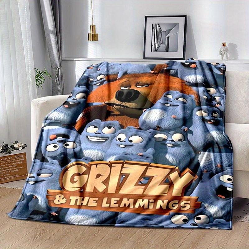 1 Stück, Grizzly & Die Lemminge Kuscheldecke, Weiche Decke für Sofa, Bett, Auto, Reisen, Camping, Büro-Nickerchen, Perfektes Geschenk für FreundeB002
