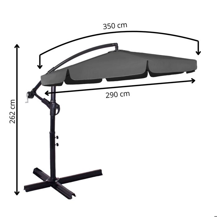 Ampelschirm - SPRINGOS - Premium XXL - Ø 350 cm - Kurbel - Abdeckung inklusive