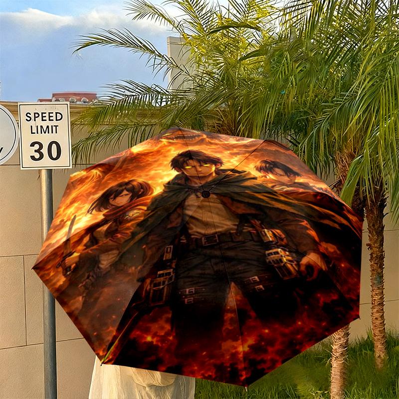 1PC Attack Titan Automatic Umbrella - Suitable Travel Outdoor Portable Umbrella Birthday Gift Daily Essentials