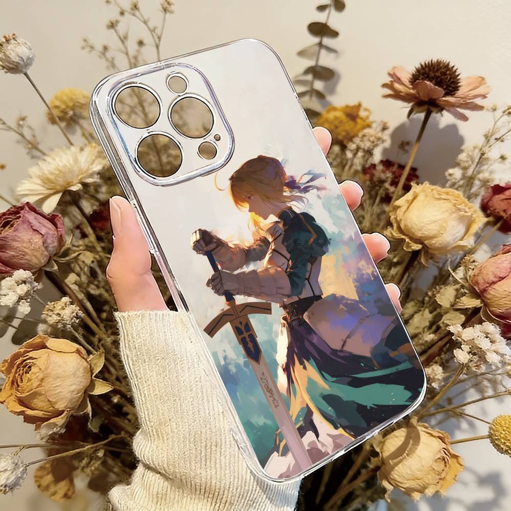 

Чехол для телефона Fate saber Прозрачный Силиконовый Мягкий Для iPhone 17 16 15 14 13 12 11 Mini Pro Max Plus iPhone15promax