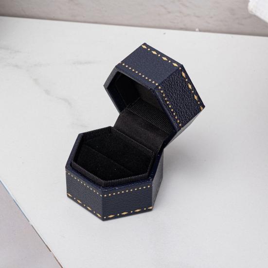 Boîte à Bague, Boîte Cadeau Hexagonale en Velours pour Bijoux, Compacte avec Protection en Éponge Douce Design Élégant, Boîte à Bijoux pour Fiançailles, Demande en Mariage, Mariage