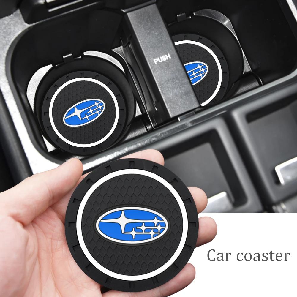 2PCS Anti-Slip Car Coaster For Subaru WRX BRZ DRL STI Outback Legacy Forester Impreza Tribeca Auto Water Cup Bottle Holder Mat X333