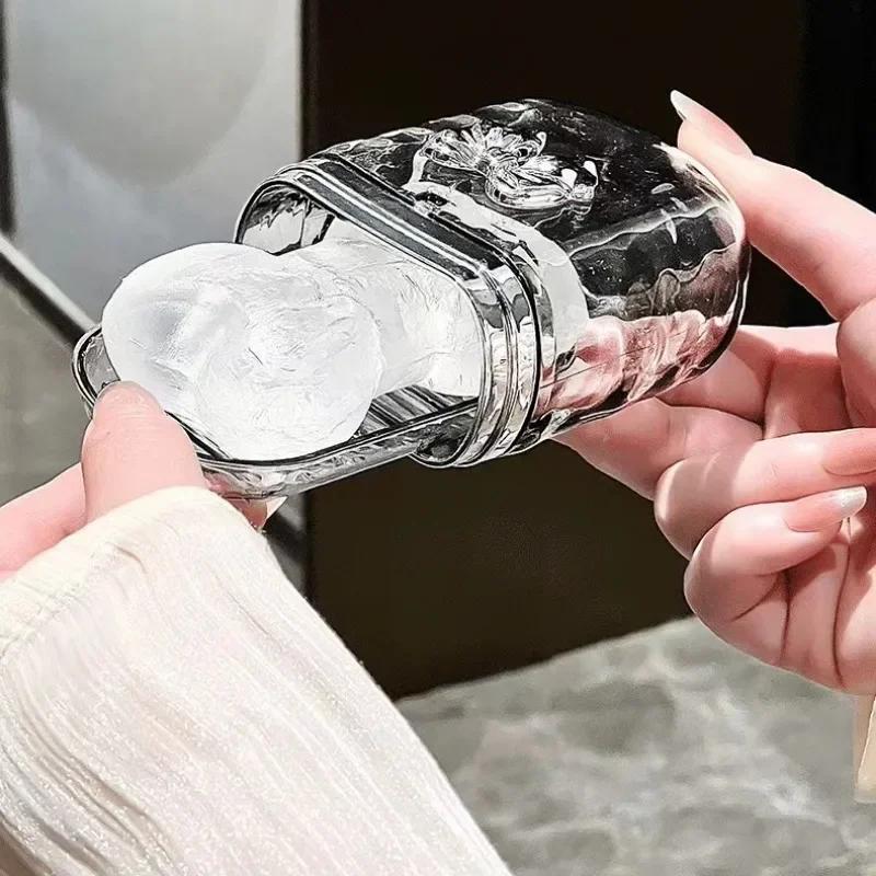 Caixa de Sabão de Viagem com Bandeja Drenante Transparente Ondas d'Água Artigos de Banho Mini Estojo Portátil para Armazenamento de Sabão Tampa Selada Duas Camadas
