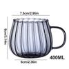 1Pcs Heat-Resistant with Handle Stripes Glass Mug Breakfast Milk Cup Cute Office Home Coffee Mugs Pumpkin Pattern Drinkware