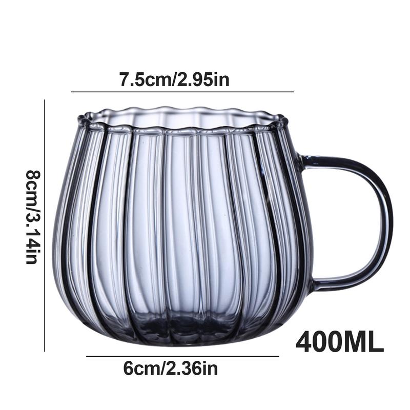 1Pcs Heat-Resistant with Handle Stripes Glass Mug Breakfast Milk Cup Cute Office Home Coffee Mugs Pumpkin Pattern Drinkware