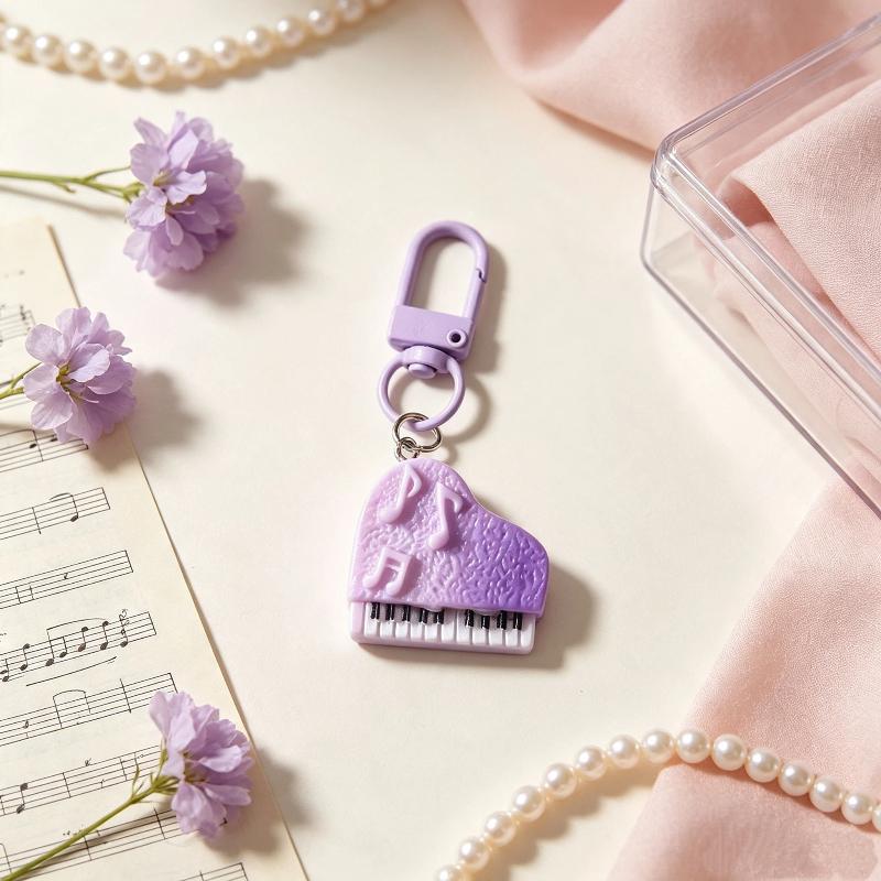 Mini Piano Keychain Gradient Color 3D Music Note Design Creative Bag Decor for Christmas Small Gift