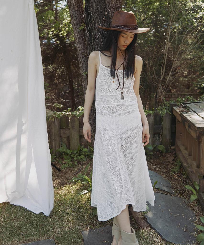 FROMWHERE Crochet Long Dress Ivory