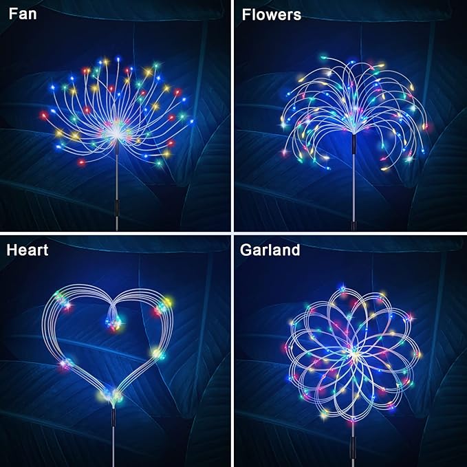 

1x Solar Firework Light Outdoor Solar Garden Decorative Lights 300/400 LED Powered String DIY Stake Landscape Light for Pathway 300leds