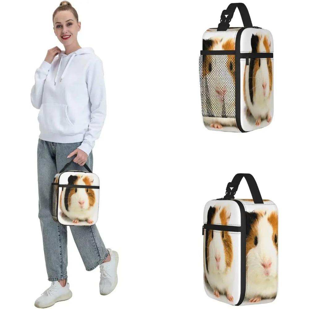 Cute Guinea Pig Lunch Box Portable Insulation Tote Bag Leakproof Lunch Cooler for School Work Office Picnic Beach Soft Freezable