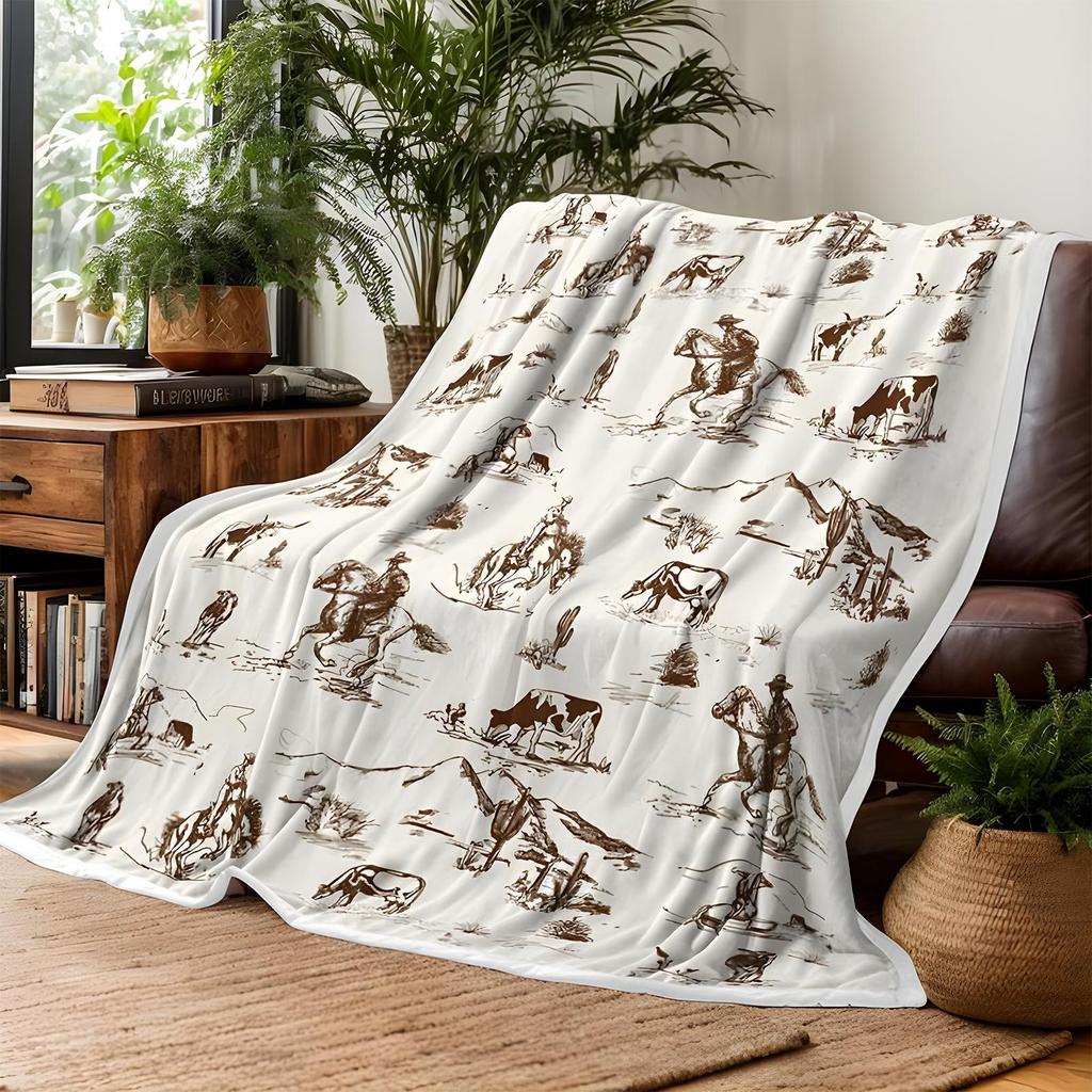 Western Baby Blanket Western Cowboy Nursery Decor Rustic Tapestry Vintage Soft Bedding For Patio Apartment Car Picnic Kitchen