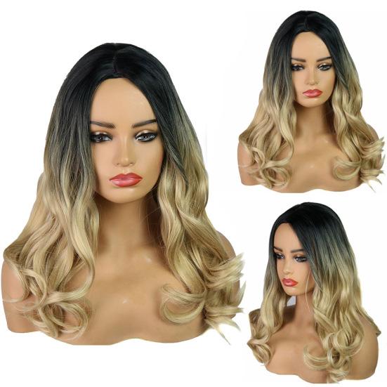

Женский высокотемпературное волокно, длинный вьющийся парик с градиентом, блондинка, шиньон