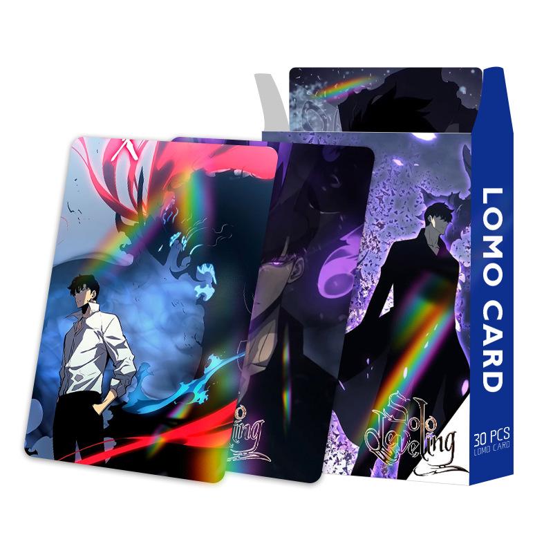 Laser Flash Anime Double-Sided Photo Cards: 'I Alone Level Up' Collection - 30 Small LOMO Cards