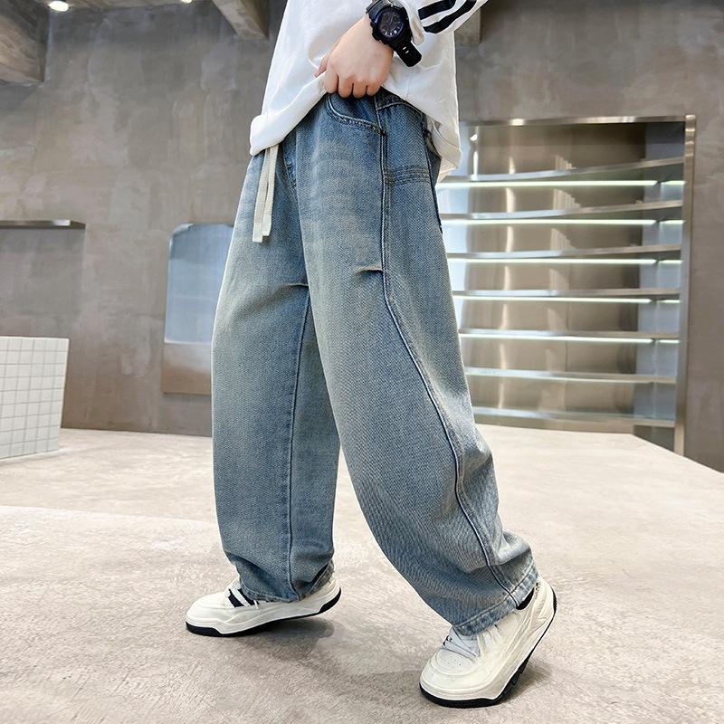 

Джинсы прямого кроя для мальчиков Весенне-осенние свободные повседневные брюки Брюки для мальчиков и детей 150