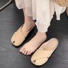 Holiday Outing~ Summer Cross Belt Hollow Low Heel Outer Wear Women's Cool Slippers Casual Thick Heel Lazy Half Drag
