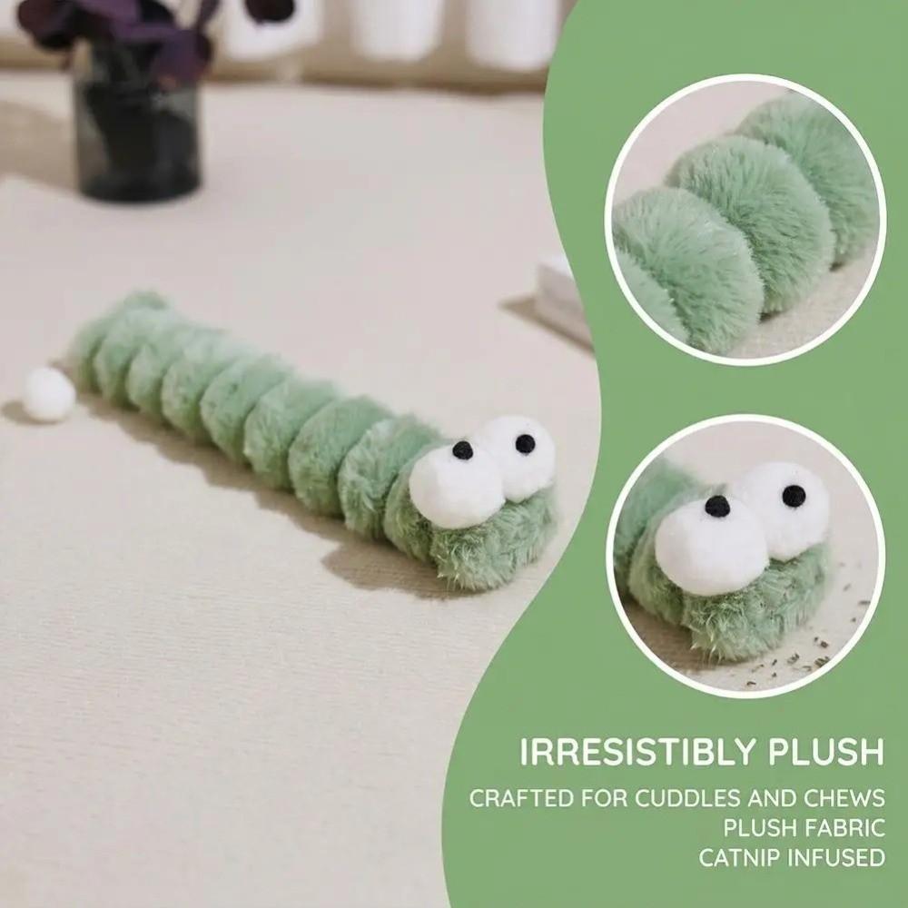 Caterpillar Cat Plush Chew Toy Chew-Resistant Cat Teaser Stick Self-Entertainment