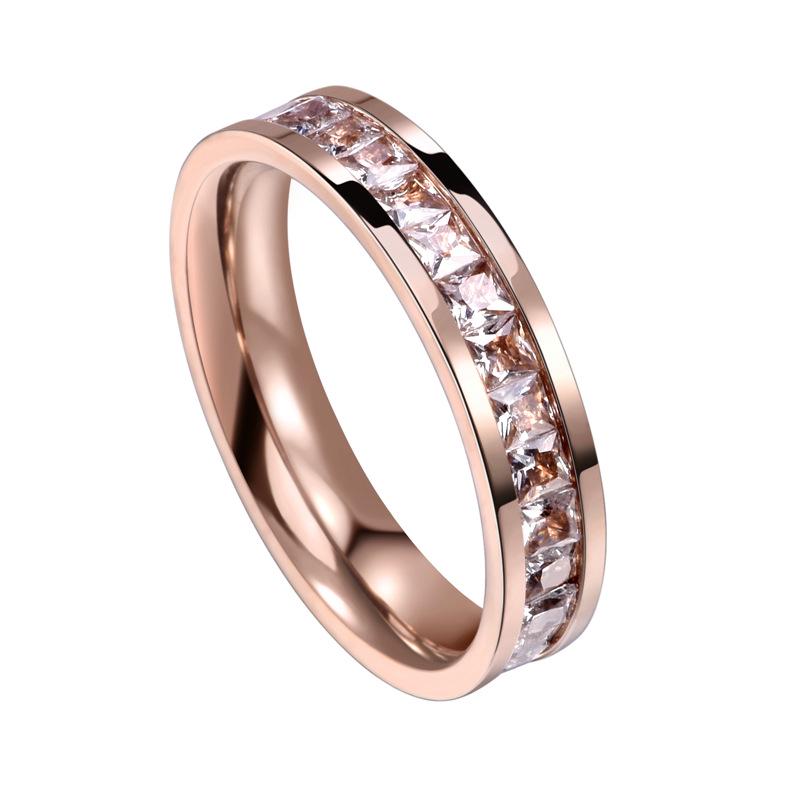 Zirconia Starry Sky Square Diamond Titanium Steel Women's Ring
