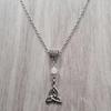 Victorian Gothic Celtic Knot Necklace with White Jade Beads Pagan Elf Jewelry