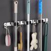Stainless Steel Punch-Free Mop Holder with Black & Green Clips for Bathroom or Balcony Storage