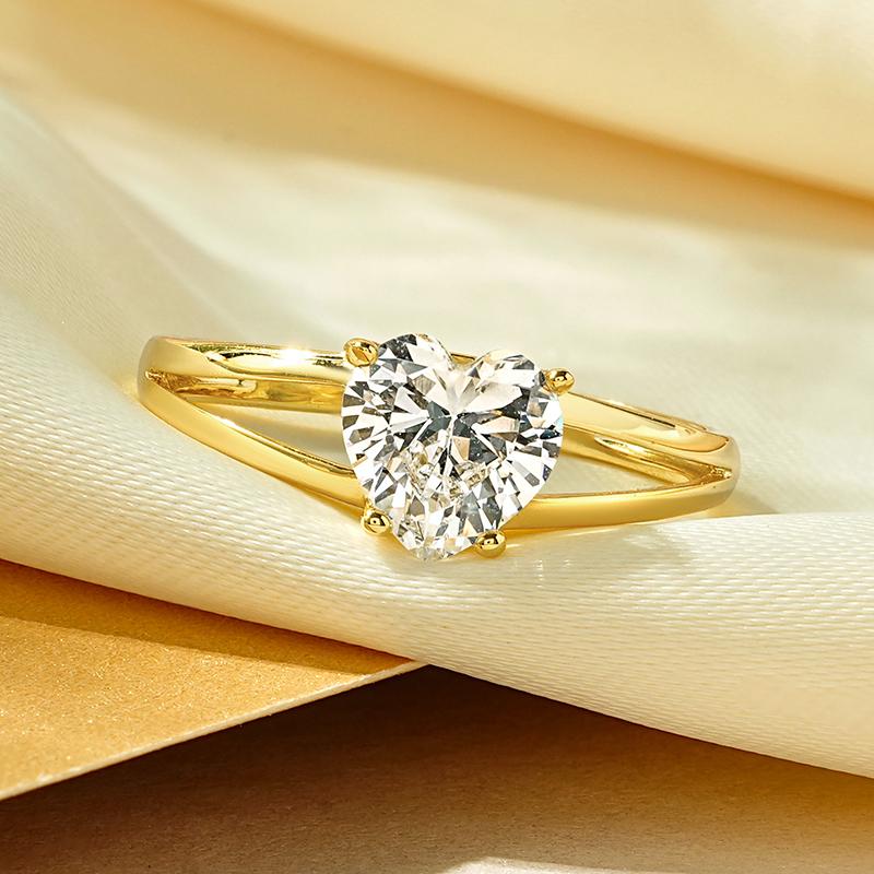 

Rrjzz 7x7mm Heart CZ Simulated Diamond Solitaire Ring Gold Silver Color Women Proposal Engagement Rings for Wedding Jewellery 5