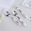 Floral ceramic handle fork rice spoon tableware stainless steel  soup  coffee ice spoon dessert household mixing spoon 5pcs