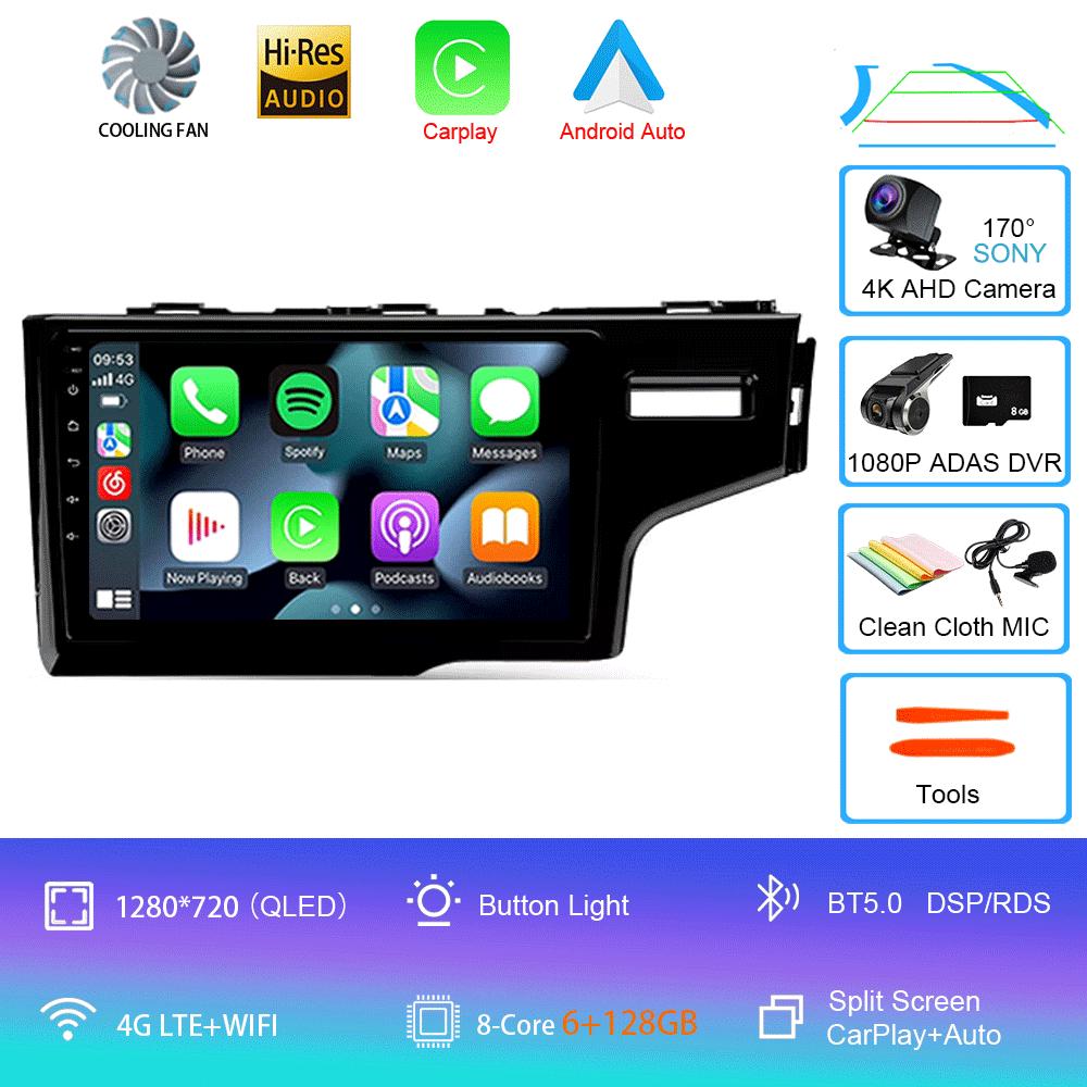Car Radio Android 14 Carplay For Honda Jazz 3 2015-2020 Fit 3 GP GK 2013-2020 RHD Multimedia Video Player Stereo GPS Head Unit