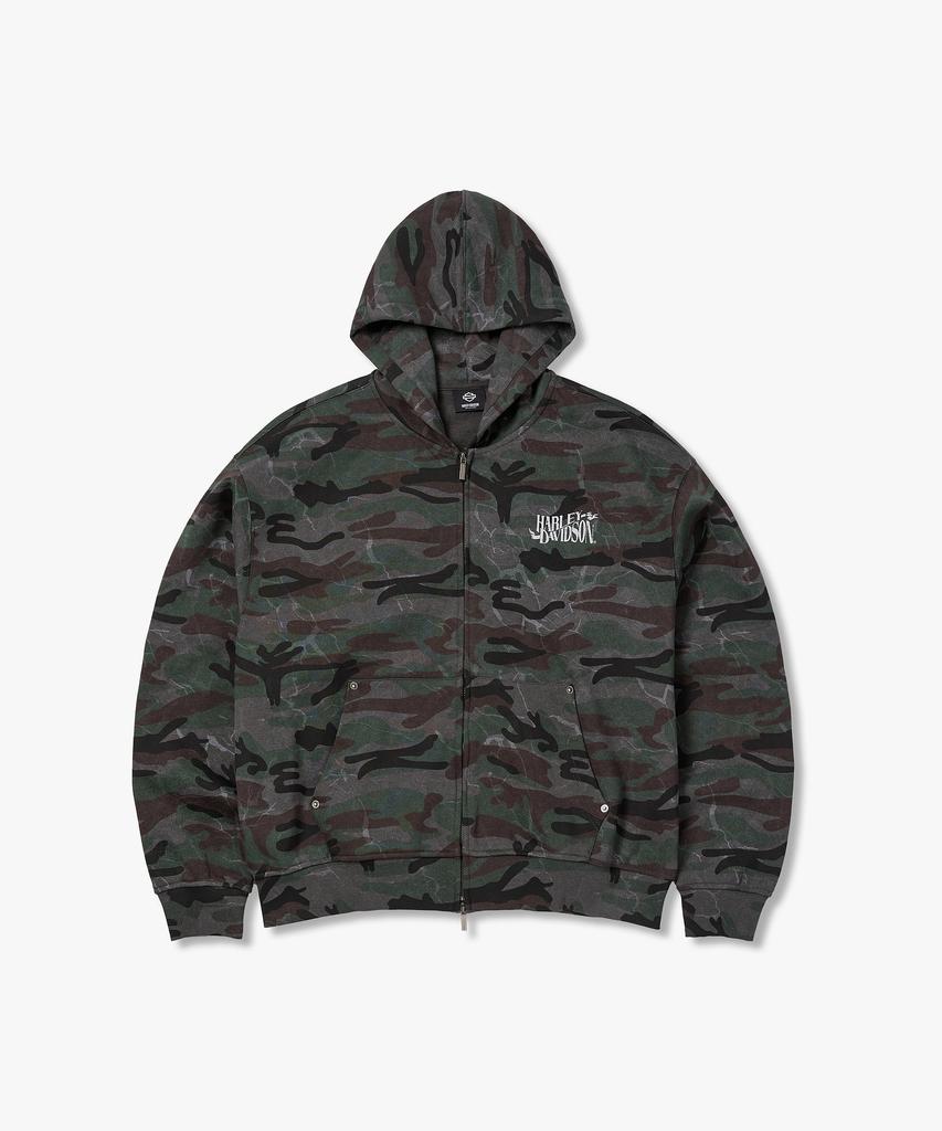 [Wla] Military Camo Hooded Zip-Up Khaki_Hh16109003