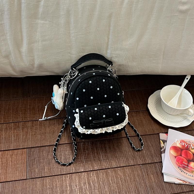 Schoolbag Korean niche polka dot chain backpack casual Korean ins personalized foreign style backpack tide mini portable schoolbag