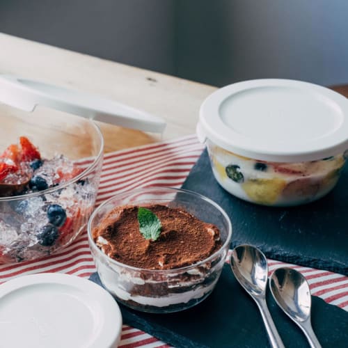 HARIO Heat-Resistant Glass Storage Containers, Round, S/M/L, White, Dishwasher Safe, Made in Japan, MST-3018-OW, Set of 3