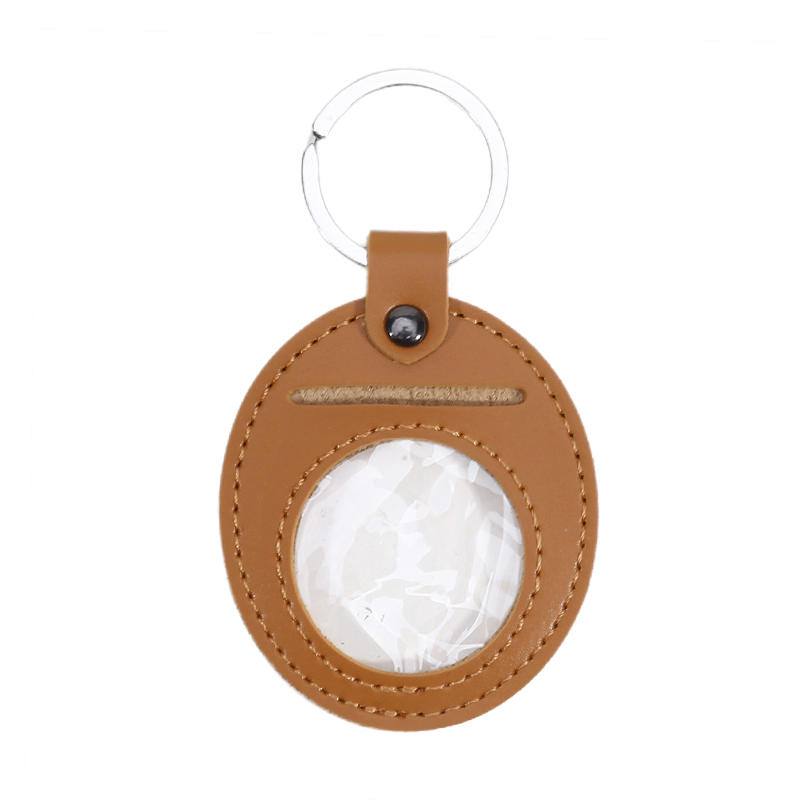 Leather Coin Holder Keychain Double Side Coin Display Case Medallion Sobriety Coin Recovery Chip Airtag Challenge Coin