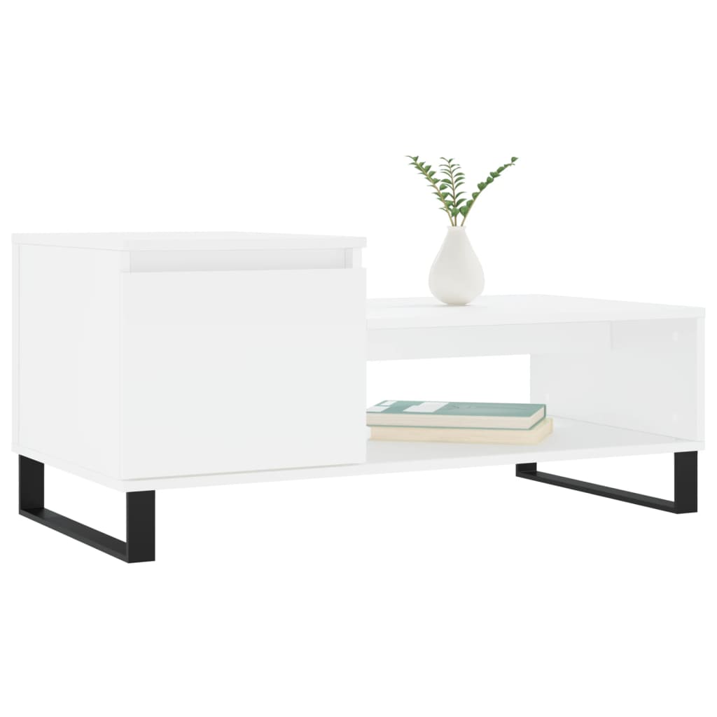  Coffee Table, White 100x50x45 Cm, Wood-based Material