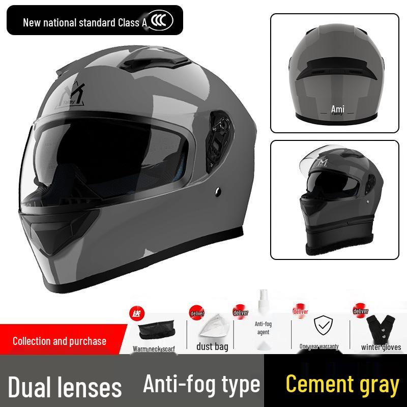 3C Certified Full Face Electric Vehicle Helmet - Winter Anti-fog, Warm, Universal for Men & Women, Cycling Safety
