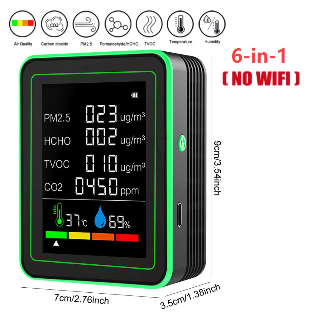 15-in-1 Indoor Air Quality Monitor Household CO CO2 TVOC HCHO Tester WiFi APP Control Portable AQI PM0.3 PM1.0 PM2.5 PM10 Tester