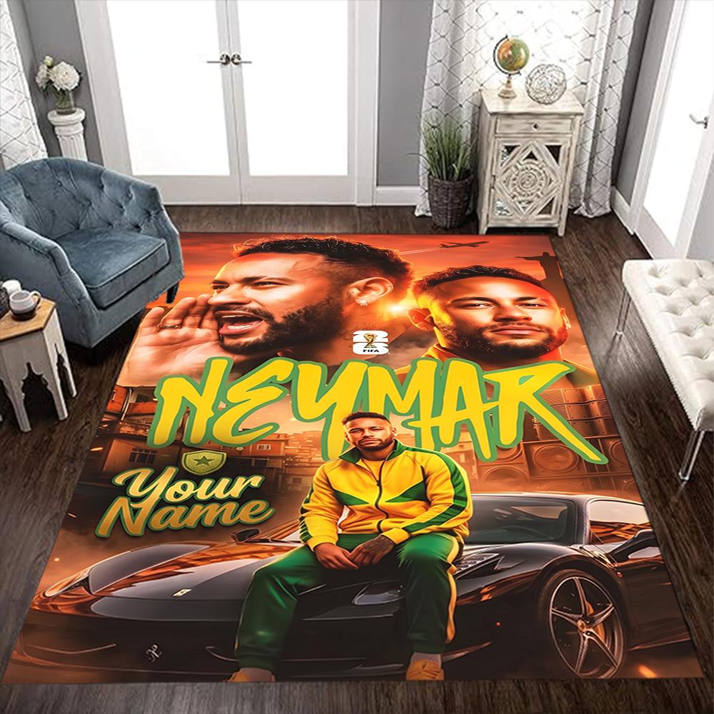 Neymar Träume Fußballlegende Personalisierbarer Namensbereich Teppich Design für Wohnheim Küche Esszimmer im Freien Rutschfester Teppich Büros Dekorieren