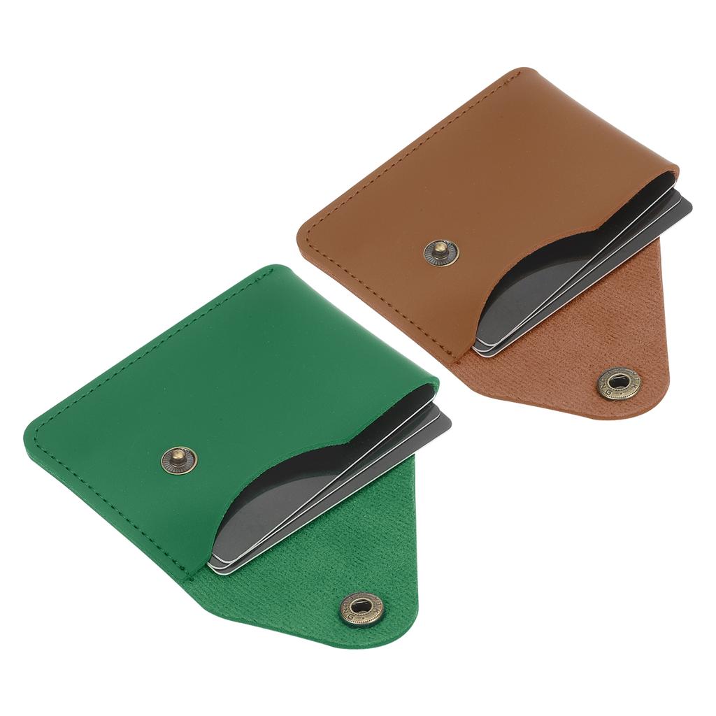 1/2Pcs Slim Leather Card Holder with Snap Closure Leather Front Pocket Wallet Card Case Holder for Men and Women Business Office