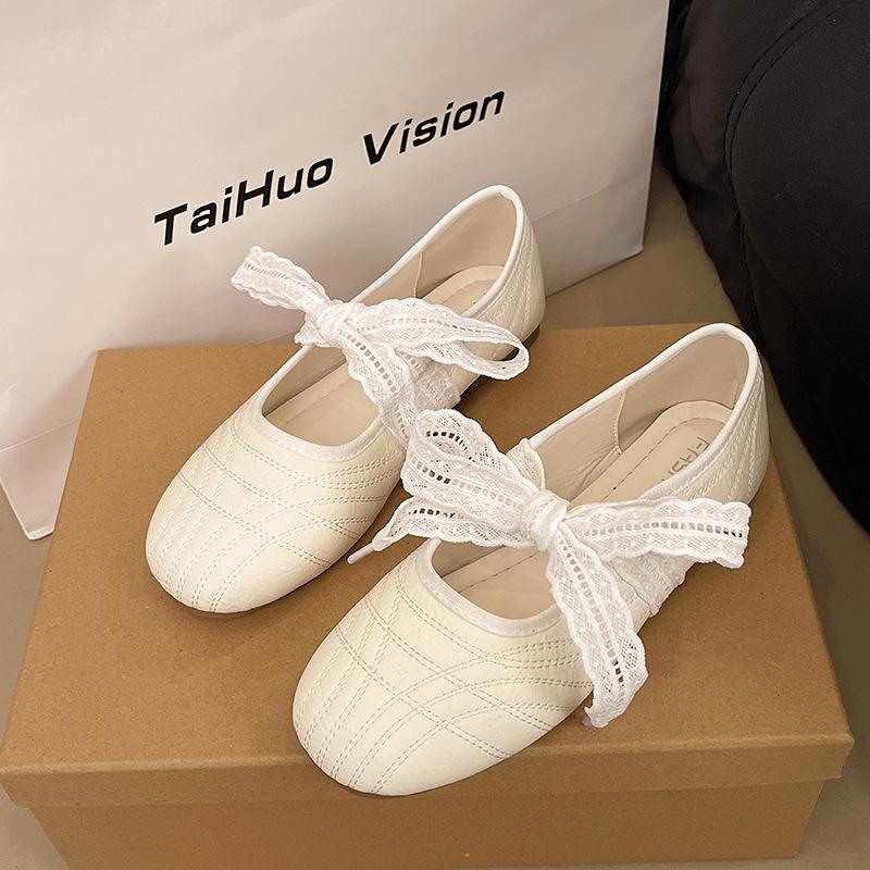 Silver Ballet Style Round Head Inner Height Increase Flat Bottom Shallow Mouth Single Shoes Women's Summer New Versatile Mary Jane Shoes