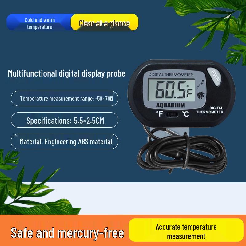 Aquarium Digital Display Thermometer: Submersible, High-Precision Probe for In-Tank Water Temperature Measurement