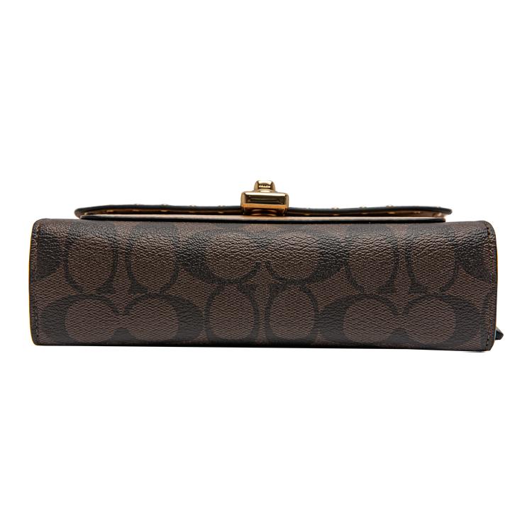 New COACH Lane Canvas With Leather Shoulder Bag Crossbody Bag Handbag Regular Women's Brown Taupe C1723-IMS5W
