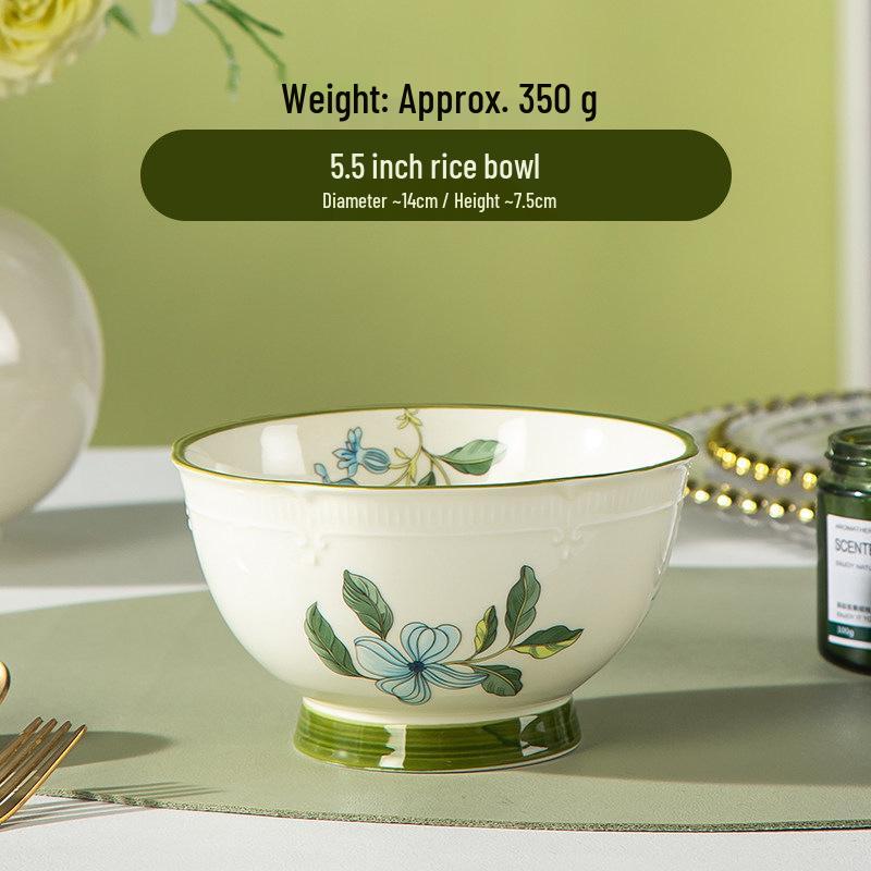Japanese Ceramic Dining Set: Noodle Bowl, Bathtub Bowl, Microwave-Heating Bowl, High-Temperature Soup Bowl, and Chopsticks.